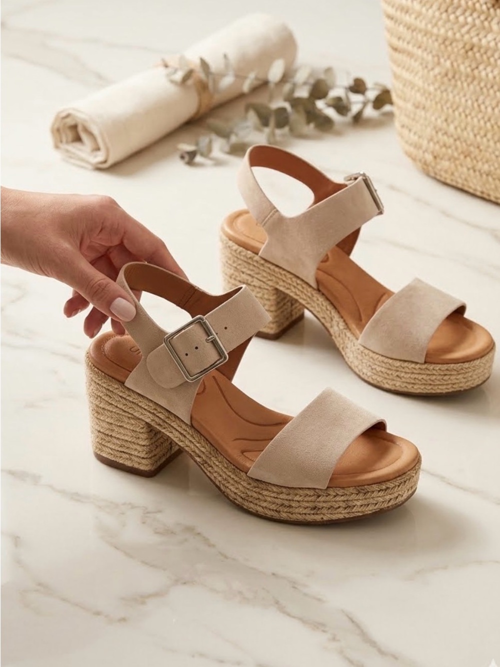 Women’s Neutral Espadrille Block Heel Sandals